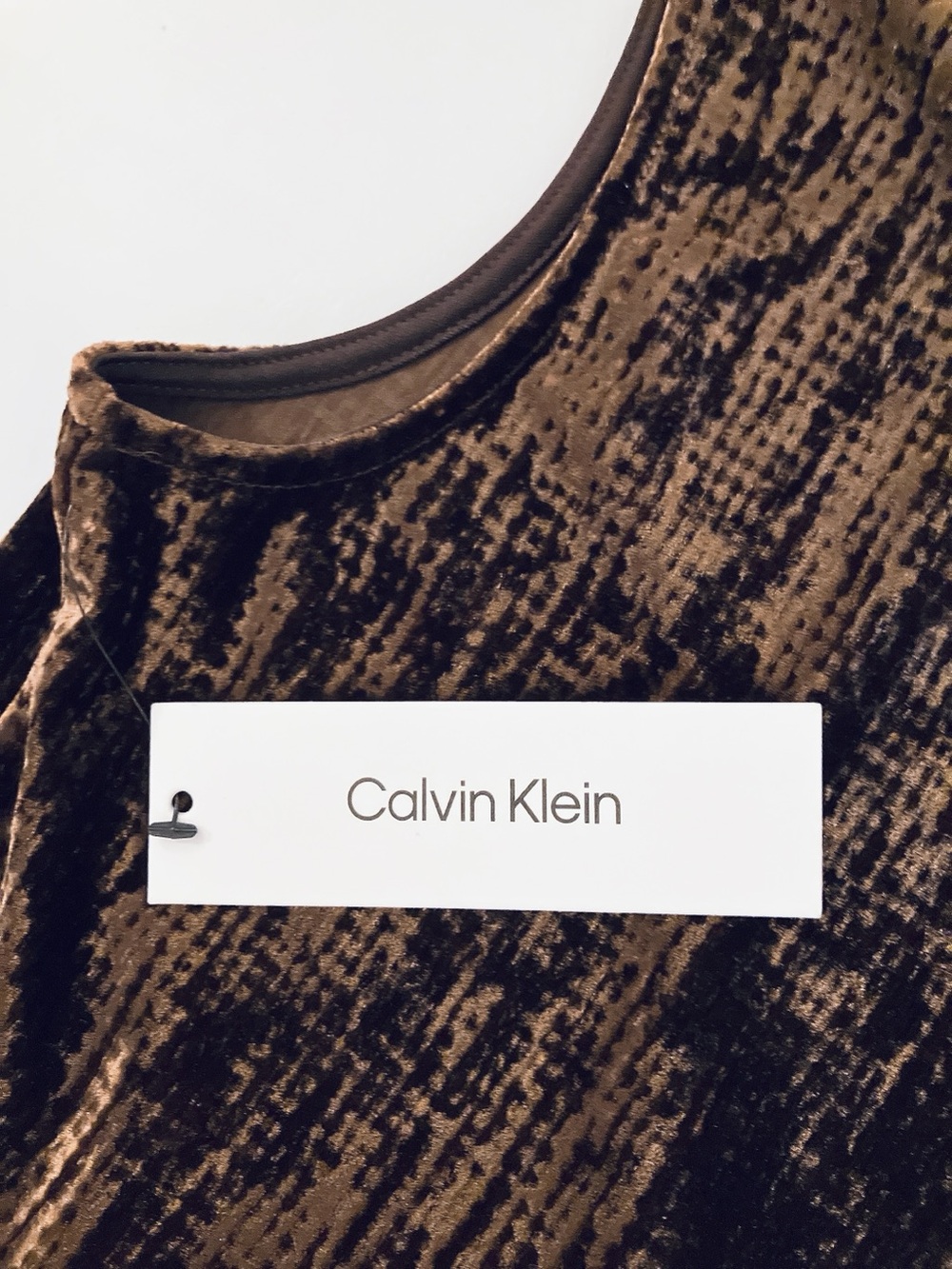 Calvin Klein Brown Velvet Mock Neck Cap Sleeve Blouse Tank Top X-Large - Picture 6 of 11